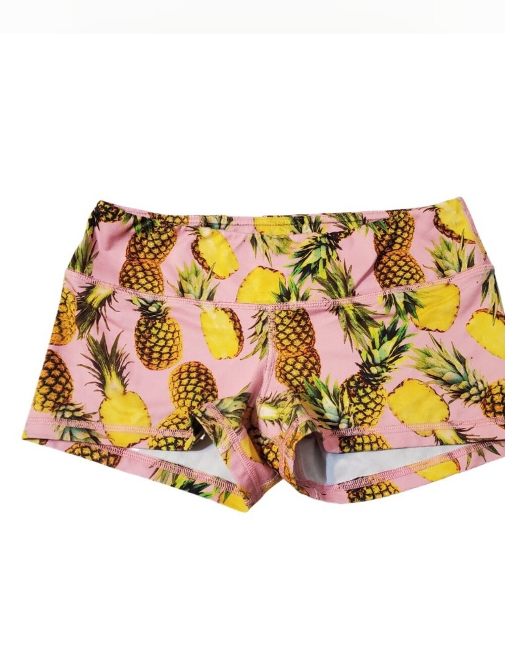 Fleo Pink Yellow Pineapple Fineapple Workout Shorts Medium